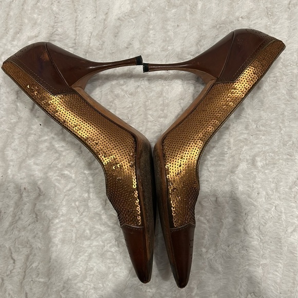 Prada sequin leather Brown and copper Women's Shoes size 36.5 stiletto pumps - Picture 5 of 11